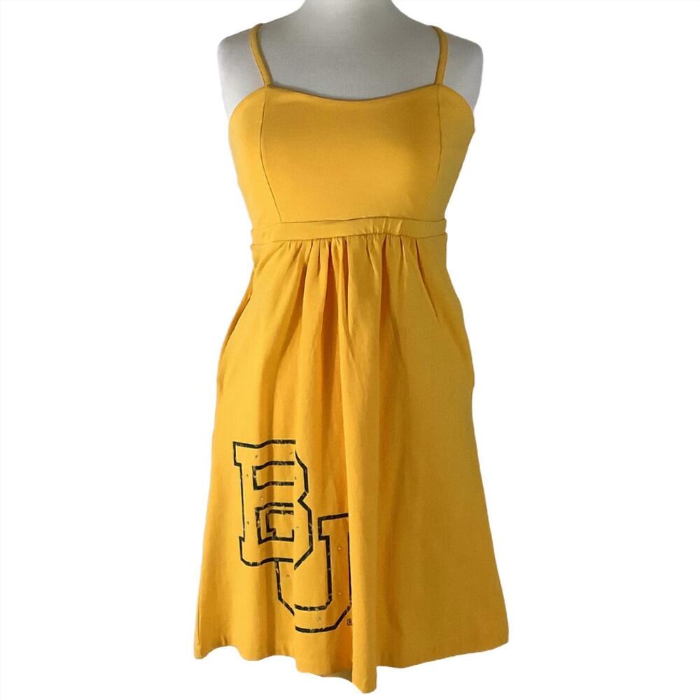 NEW GLITTER GEAR baylor university logo swarovski crystal dress in yellow